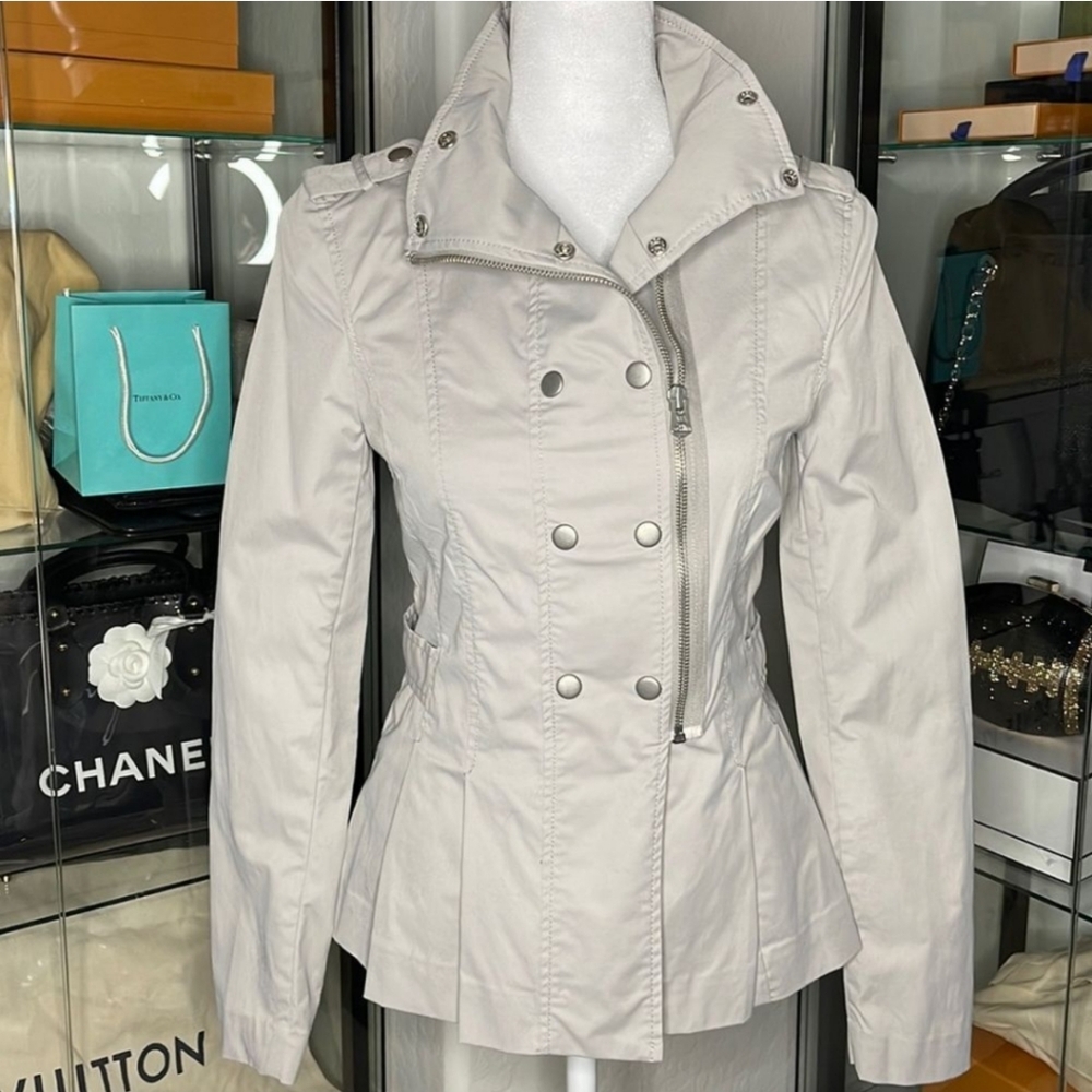 💥🌟 ARMANI EXCHANGE Snap & Zipper Moto Jacket in Opal Grey 🌟💥